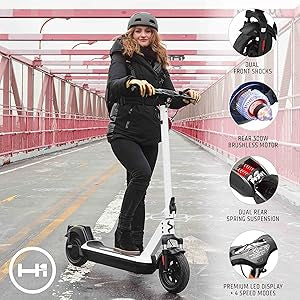 Hover-1 Pro Series Boss Foldable Electric Scooter with 500W Brushless Motor, 20 mph Max Speed, 10" Honeycomb Tires and 24 Mile Range Commuter Scooter for Adults and Teens.