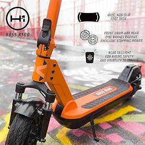 Hover-1 Pro Series Boss Foldable Electric Scooter with 500W Brushless Motor, 20 mph Max Speed, 10" Honeycomb Tires and 24 Mile Range Commuter Scooter for Adults and Teens.