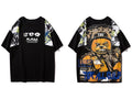 Hip Hop T Shirt Men Harajuku Streetwear Ferocious Bear Print Patchwork Tops Casual Cotton Short Sleeve Tees